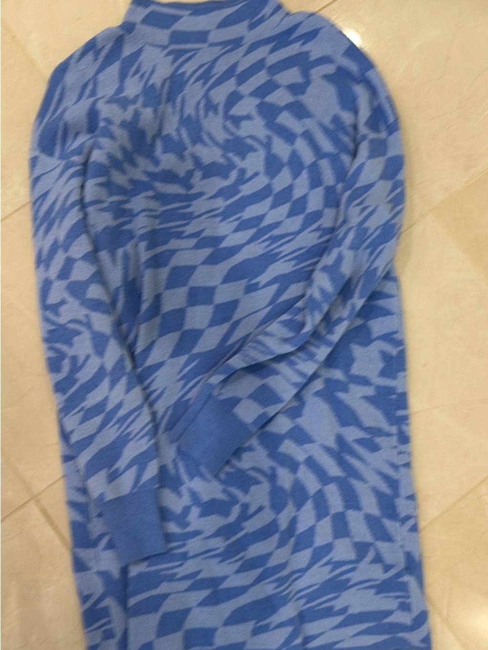 Gianni Bini Blue Checker Knit Top